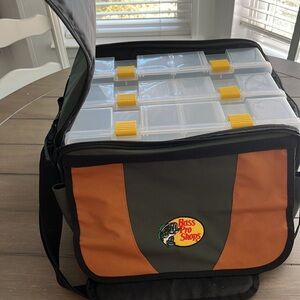Bass Pro Shops Orange and Olive Green Tackle Bag